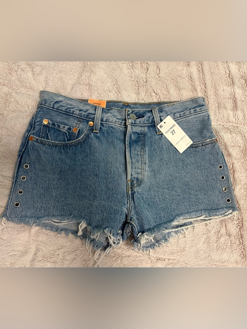 Levi's Denim Cutoff Shorts with Grommet Details